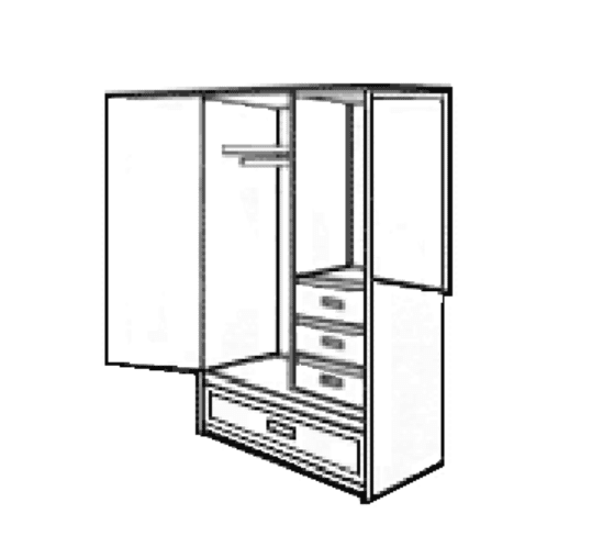 Lucerne-Wardrobe-Chest-with-Double-Door-1-Large-Bottom-Drawer-3-Drawers-on-Right-Side-Interior-Shelf-Clothes-Rod-1