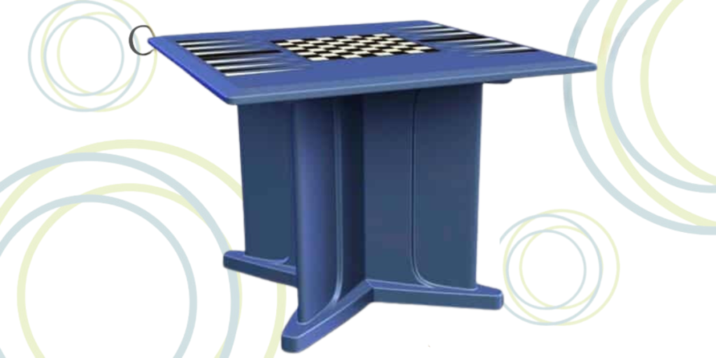 Ligature resistant square top game table with chess board.