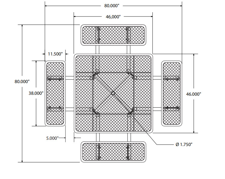 Metal Picnic Table, 46" Square (T46SQP) - Image 2