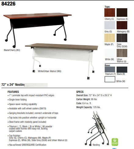 6' Training Table (84226BC) (QUICK SHIP) - Image 2