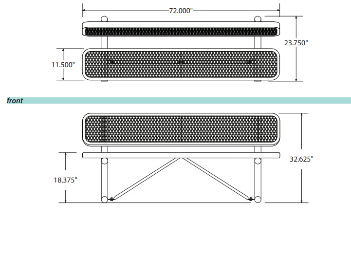 8' Metal Bench (B6WBP6) - Image 2