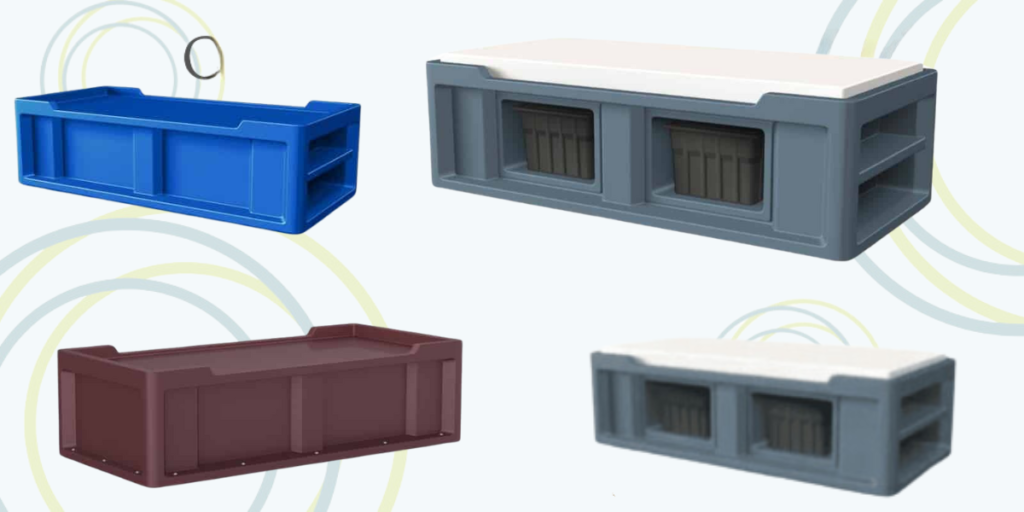 Three types of plastic storage boxes in various sizes and colors, showcasing versatility for organization and storage solutions.