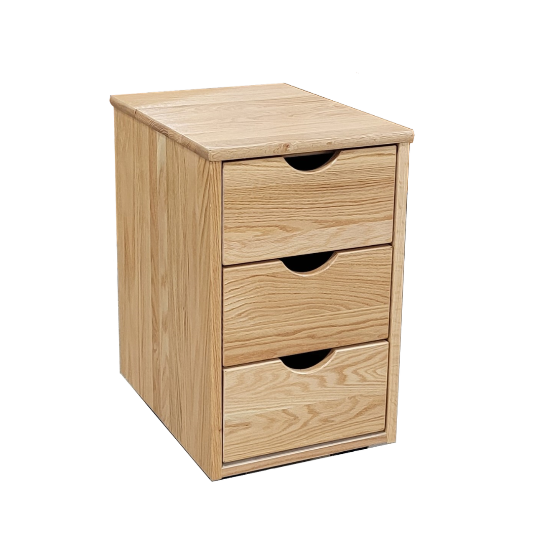 Clayton 3 Drawer Narrow Nightstand (with optional half-moon cut out pulls) (N-PED-3)