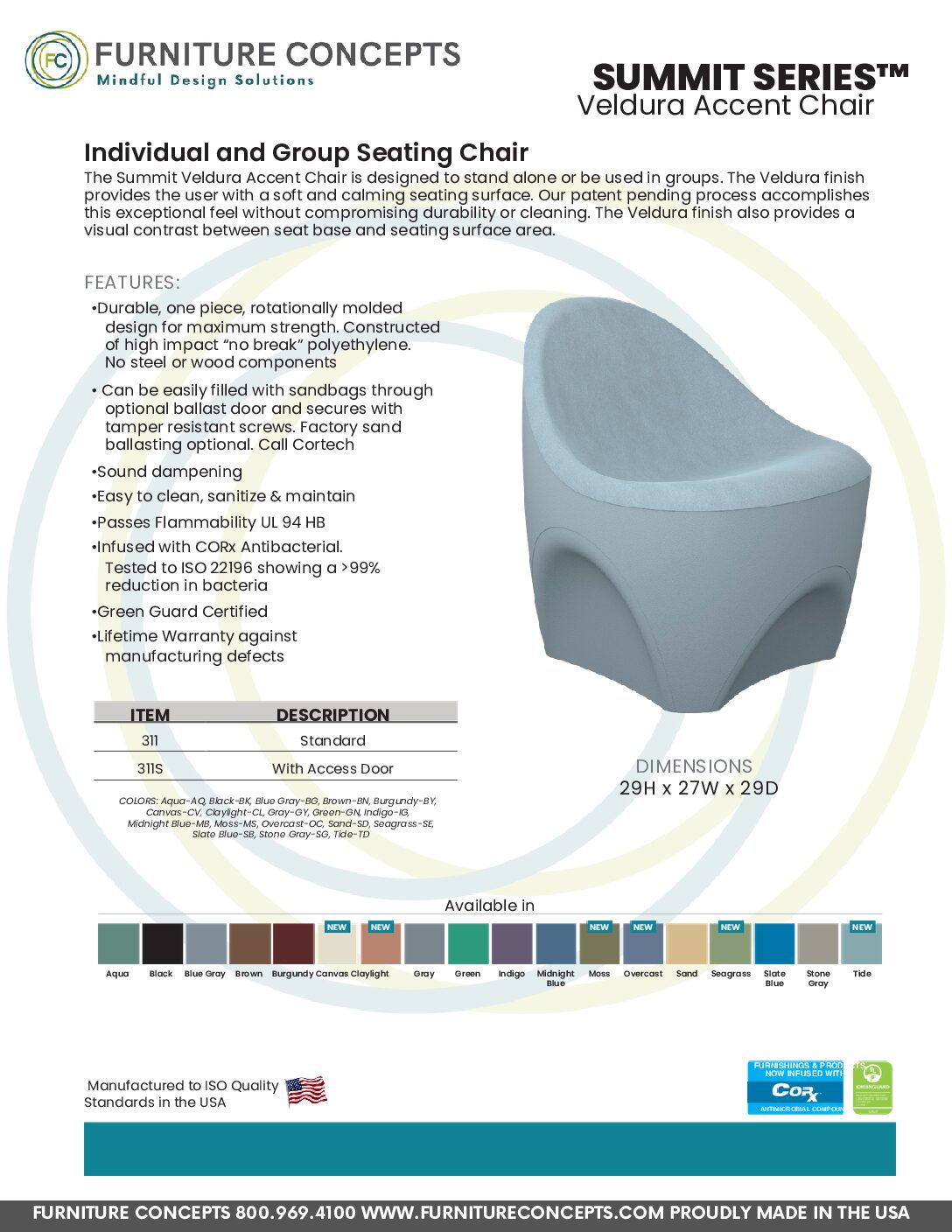 SUMMIT Veldura Accent Chair (Multiple Colors Available) (311 Series) - Image 21