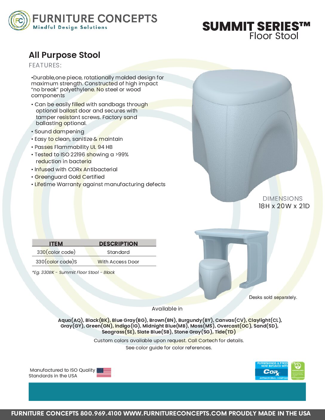 SUMMIT Veldura Floor Stool (Multiple Colors Available) (331 Series) - Image 20